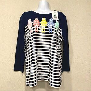 NWT Kim Rogers Perfectly Soft Navy Blue White Nutcracker t shirt PL Christmas